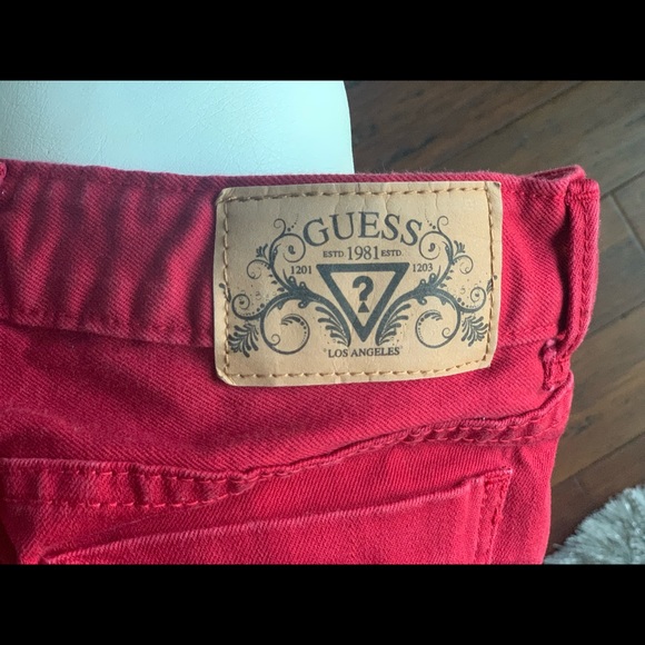 Guess Red Jeans Distressed  Mini skirt , size 26 - Picture 5 of 6